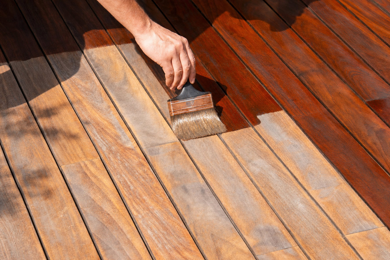 Deck staining and sealing